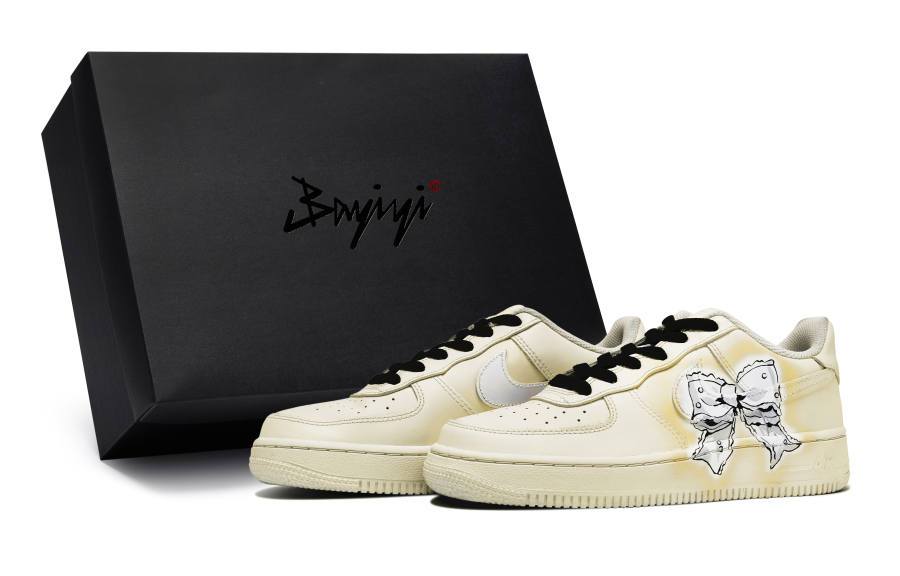 Nike Nike Air Force 1 LOW 811 Manufacturing, Girlish Lace Yellow, Special Shoe Box Low top Skateboard Shoes GS Yellow White