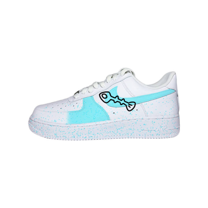 Nike Nike Air Force 1 Fish Diced Low top Skateboard Shoes Women's White Blue
