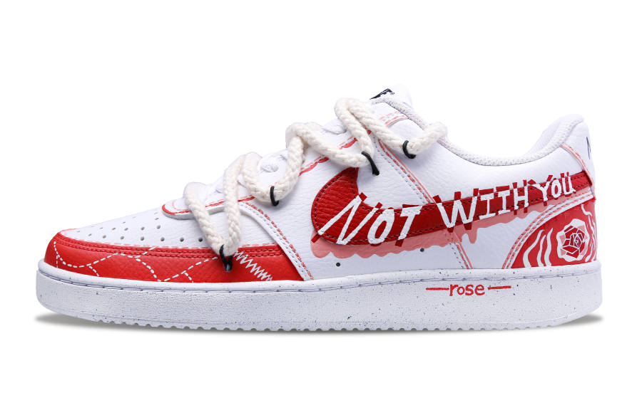 Nike Nike Court Vision 1 Mu Rose, You Can't Do It Abrasion Resistant Low top Skateboard Shoes Men's Red