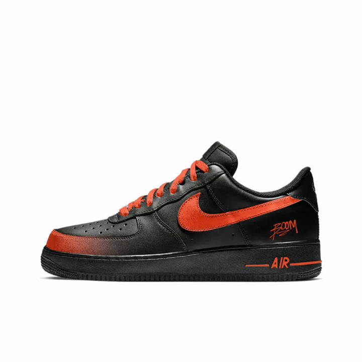 Nike Nike Air Force 1 Low top Skateboard Shoes Unisex Black Orange