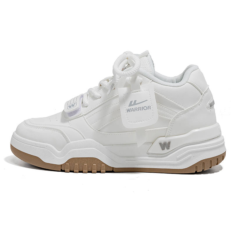 WARRIOR Slip Resistant Abrasion Resistant Low top Skateboard Shoes Men's White