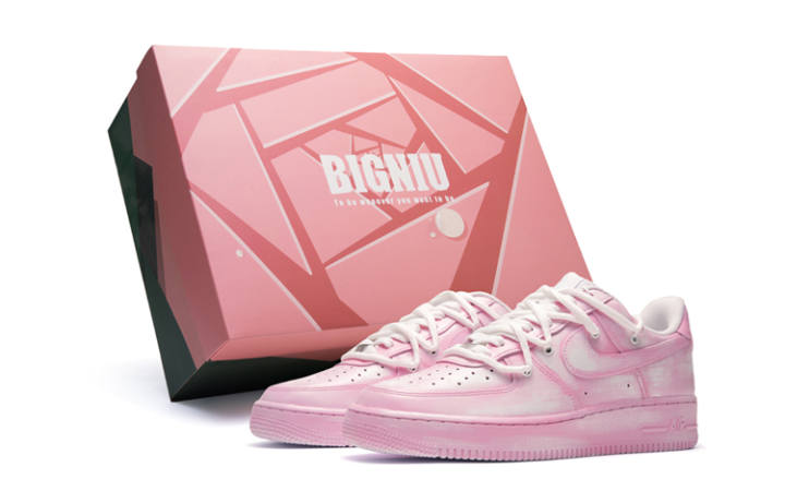 Nike Nike Air Force 1 Leather Slip Resistant Cushioning Abrasion Resistant Low top Skateboard Shoes GS Rose Pink White
