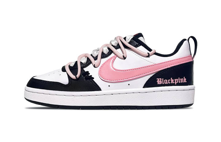 Nike Nike Court Borough Low 2 Low top Skateboard Shoes GS Black White Pink