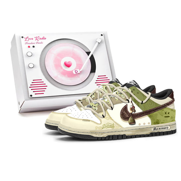 Nike Nike Dunk Free Panda, Box, Green Fruit Charm Abrasion Resistant Abrasion Resistant Low top Skateboard Shoes Unisex
