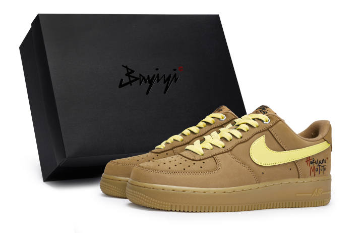 Nike Nike Air Force 1 Low 811 Manufacturing Slip Resistant Low top Skateboard Shoes Unisex Wheat Yellow