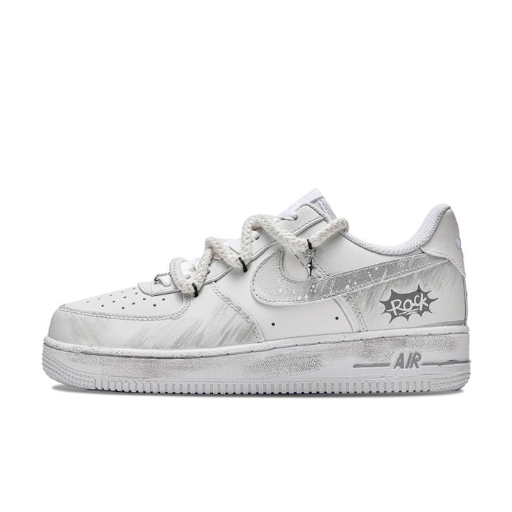 Nike Nike Air Force 1 Lively Island, Dreamy Abrasion Resistant Low top Skateboard Shoes Men's Silver White