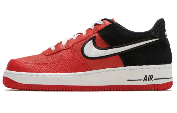 Nike Nike Air Force 1 LV8 1 Comfortable Low top Skateboard Shoes Women's Black Red Patchwork