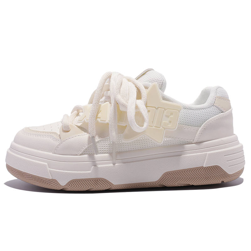 JIONGSEN Mesh Non Slip And Waterproof Low top Skateboard Shoes Women's Beige