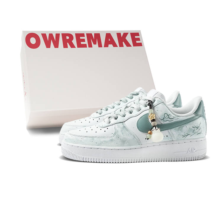 Nike Nike Air Force 1 Abrasion Resistant Abrasion Resistant Low top Skateboard Shoes Women's White Green