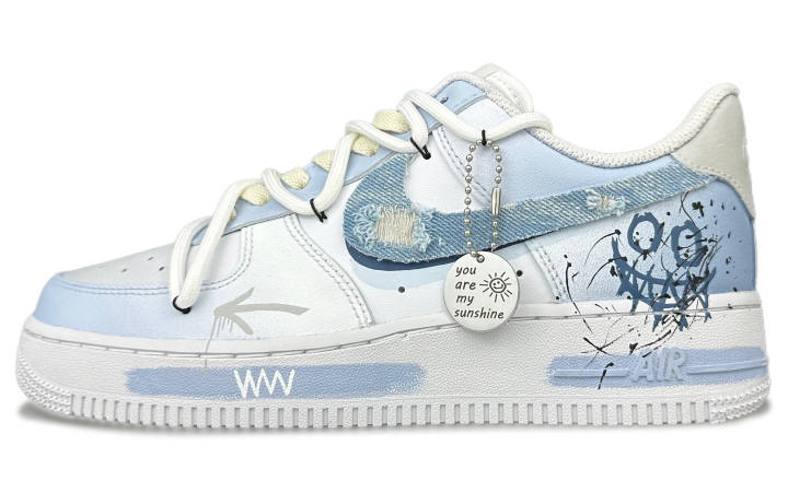 Nike Nike Air Force 1 Low top Skateboard Shoes Women's Gradient Gray Blue