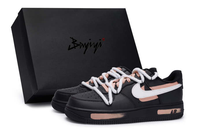 Nike Nike Air Force 1 Low top Skateboard Shoes Unisex Black White Flesh Pink