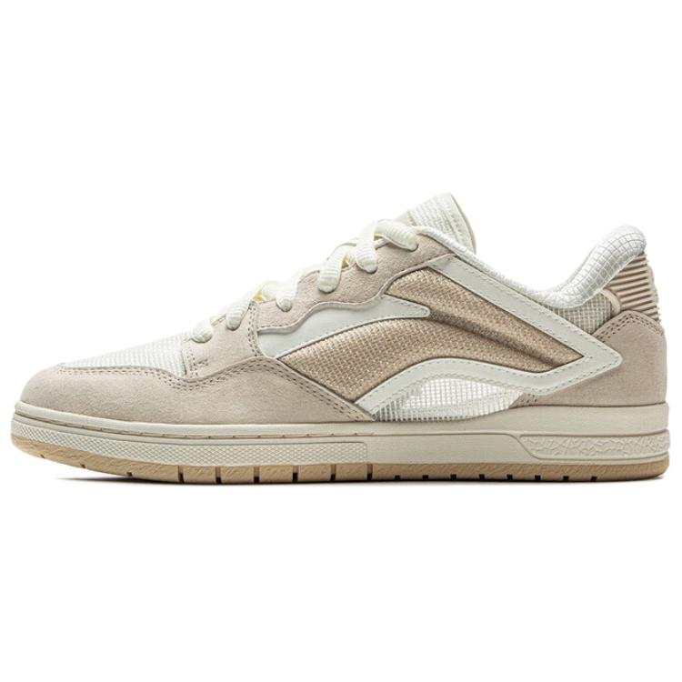 Li-Ning Li Ning Wave PROS Textile, Split Cow Leather Low top Skateboard Shoes Men's Ecru