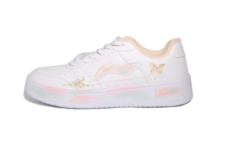 Li-Ning Li Ning Floating Boat Slip Resistant Abrasion Resistant Low top Skateboard Shoes Women's White Pink Green Yellow