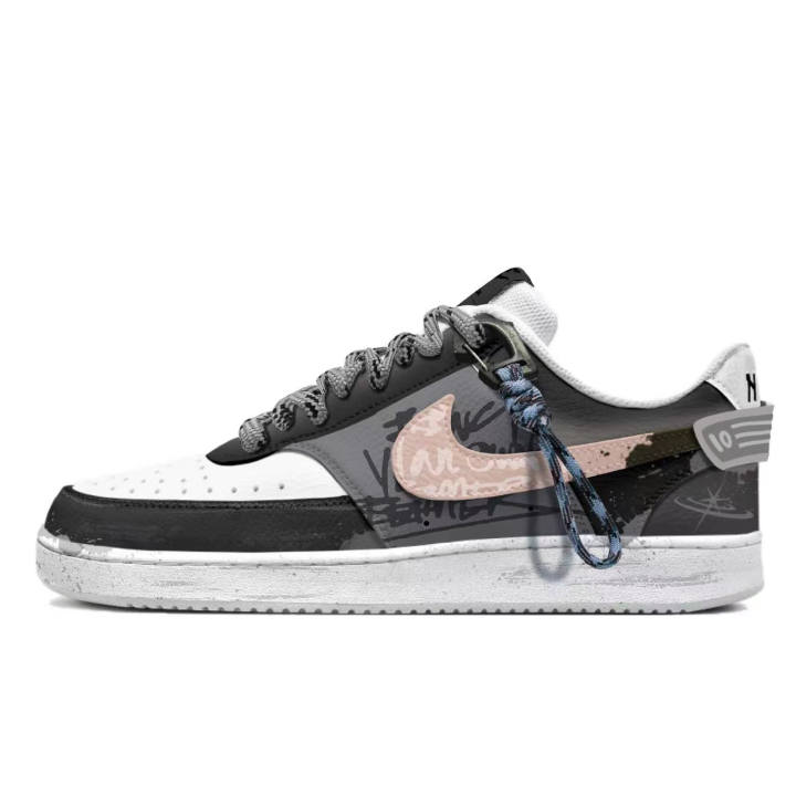 Nike Nike Court Vision 1 Slip Resistant Impact Resistance Quick Dry Low top Skateboard Shoes Men's Black Pink