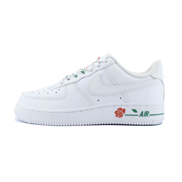 Nike Nike Air Force 1 Flower Slip Resistant Abrasion Resistant Low top Skateboard Shoes Men's White