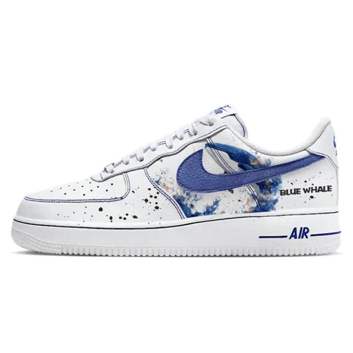 Nike Nike Air Force 1 Slip Resistant, Abrasion Resistant, Lightweight, Breathable Low top Skateboard Shoes Unisex White Blue