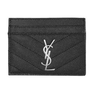 SAINT LAURENT Leather Card Holder Women's Black