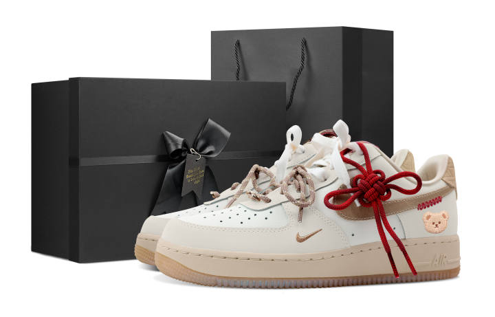 Nike Nike Air Force 1 Slip Resistant Abrasion Resistant Low top Skateboard Shoes Women's Beige