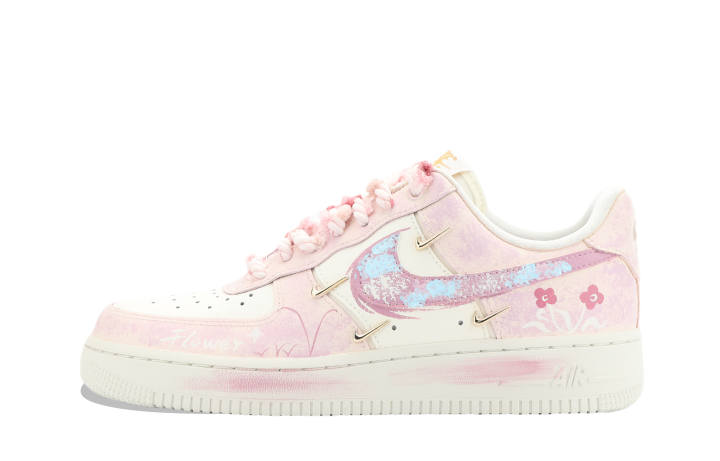 Nike Nike Air Force 1 Moonlit River, Pink Bloom Flower Sea Abrasion Resistant Low top Skateboard Shoes Unisex Pink White