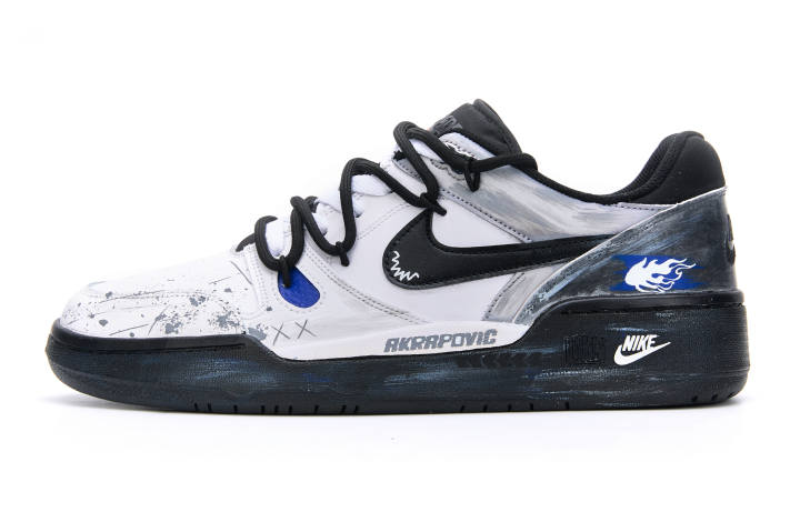 Nike Nike Full Force Blue Flame Graffiti Abrasion Resistant Low top Skateboard Shoes Men's Black Gray Blue