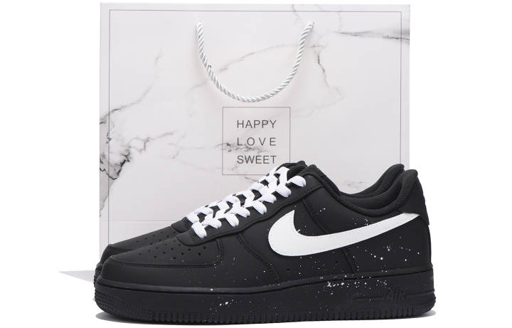 Nike Nike Air Force 1 Slip Resistant Abrasion Resistant Low top Skateboard Shoes Unisex Black White