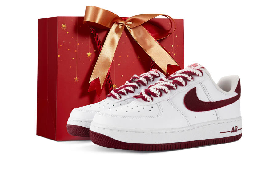 Nike Nike Air Force 1 Slip Resistant Abrasion Resistant Low top Skateboard Shoes Women's Burgundy