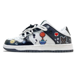 MQGAII Slip Resistant, Abrasion Resistant, Breathable Low top Skateboard Shoes Unisex Black White