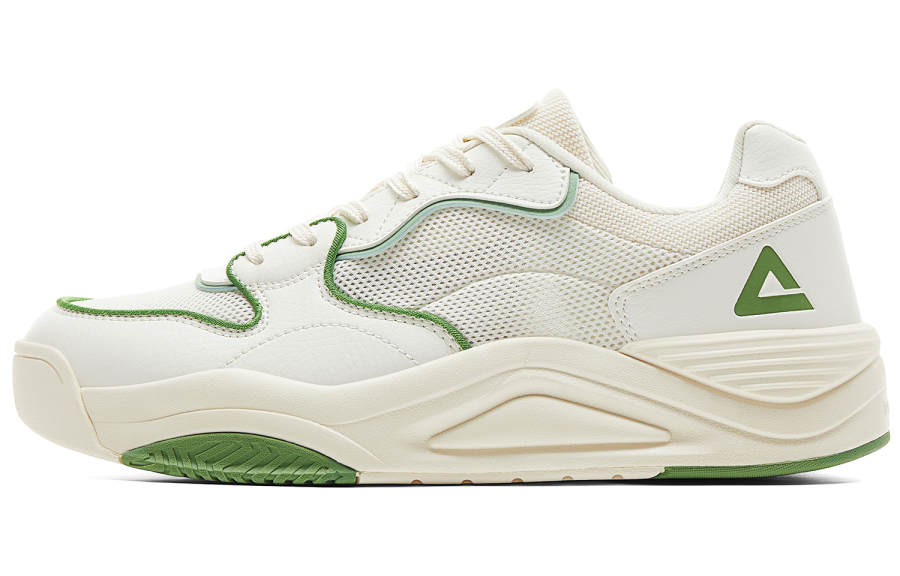 PEAK Slip Resistant Abrasion Resistant Low top Skateboard Shoes Men's White Green