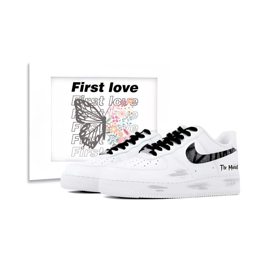 Nike Nike Air Force 1 Coverage Slip Resistant Abrasion Resistant Balance Low top Skateboard Shoes Unisex Black White