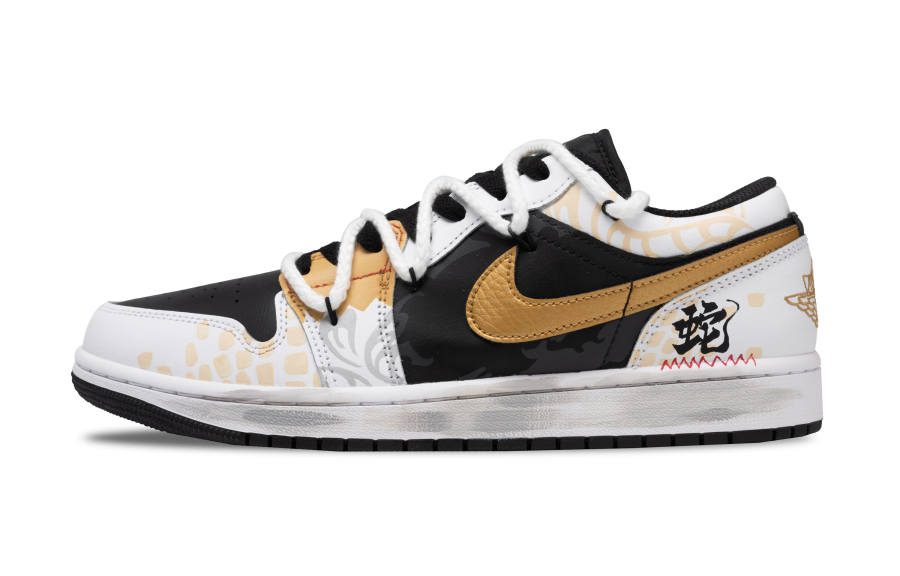 Jordan Jordan Air Jordan 1 Slip Resistant Abrasion Resistant Low top Skateboard Shoes Unisex Gold