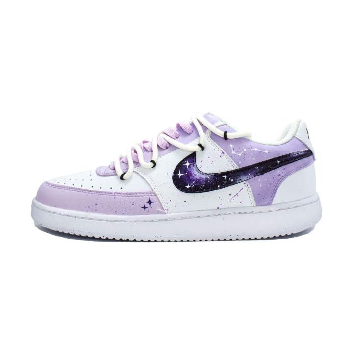 Nike Nike Court Vision 1 Ink Dyed Galaxy Abrasion Resistant Low top Skateboard Shoes Unisex Purple