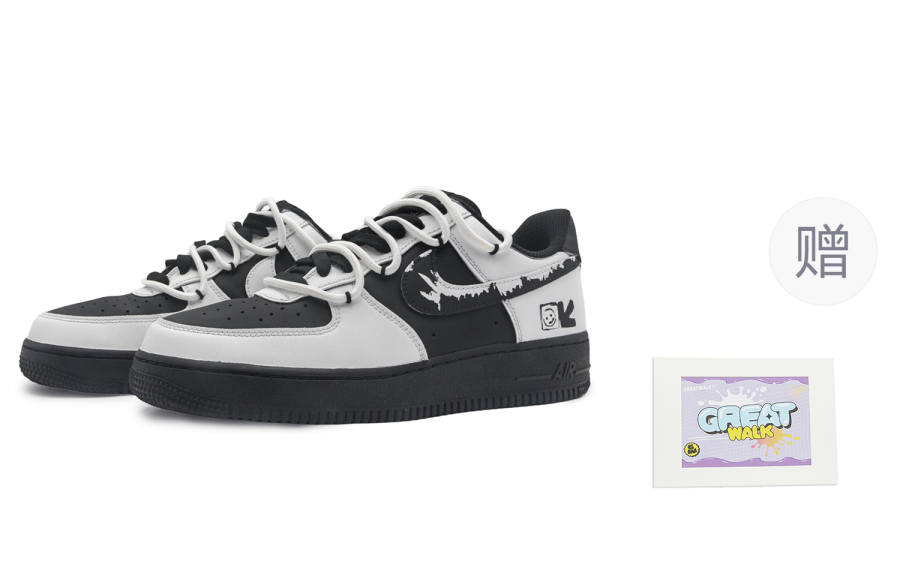 Nike Nike Air Force 1 Abrasion Resistant Low top Skateboard Shoes Unisex Black Gray