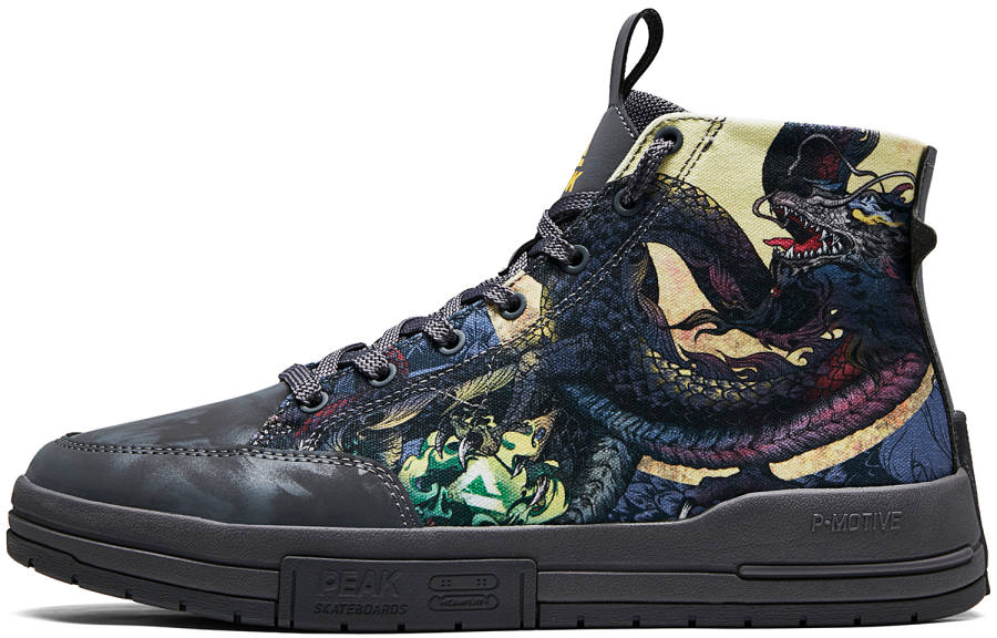 PEAK High top Skateboard Shoes Men's Black Dragon Jet Black Colorway
