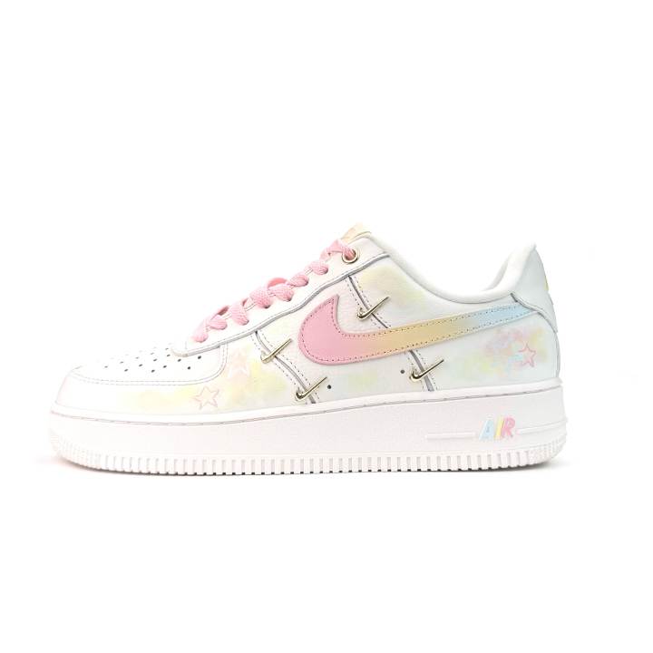 Nike Nike Air Force 1 Mini Gold Pink Star Dream 2.0 Abrasion Resistant Low top Skateboard Shoes Unisex