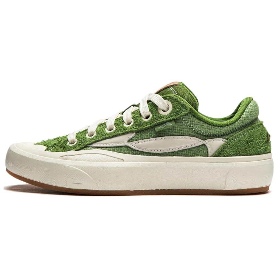 Li-Ning Li Ning Wave S70 Fabric Slip Resistant Abrasion Resistant Low top Skateboard Shoes Women's Green White