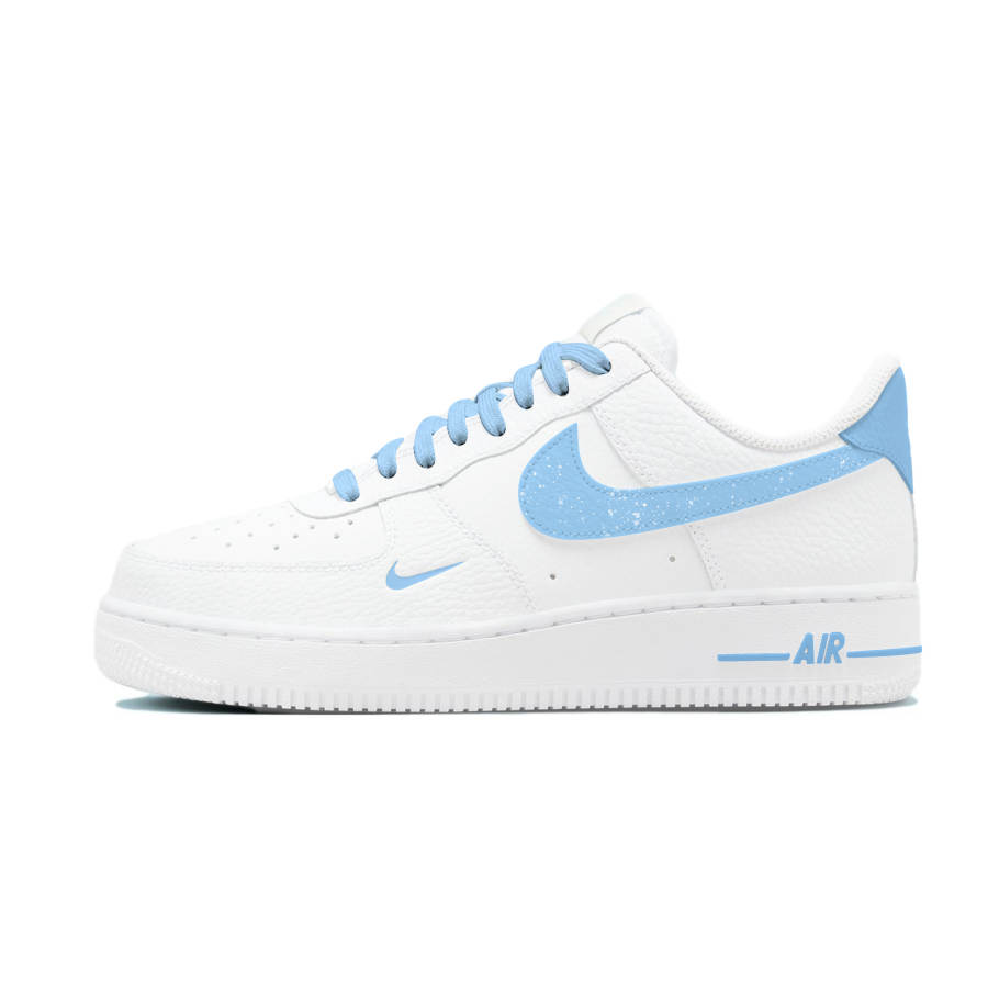 Nike Nike Air Force 1 Slip Resistant Cushioning Abrasion Resistant Low top Skateboard Shoes Women's White Blue