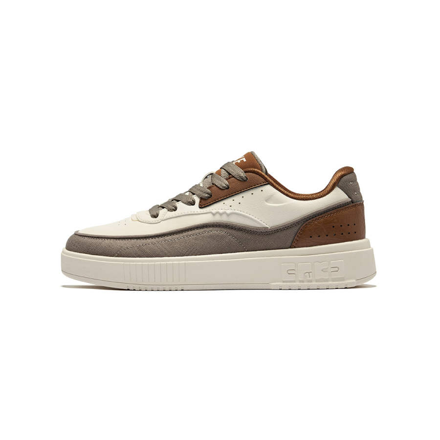 Erke Fun Play Durable Breathable Low-Top Skateboard Shoes Unisex Cream Gray Brown Stone