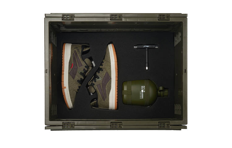 Li-Ning Li Ning Wave Pro Abrasion Resistant Breathable Mid top Skateboard Shoes Men's Army Green