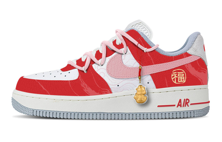 Nike Nike Air Force 1 Slip Resistant Cushioning Abrasion Resistant Low top Skateboard Shoes Women's Watermelon Red