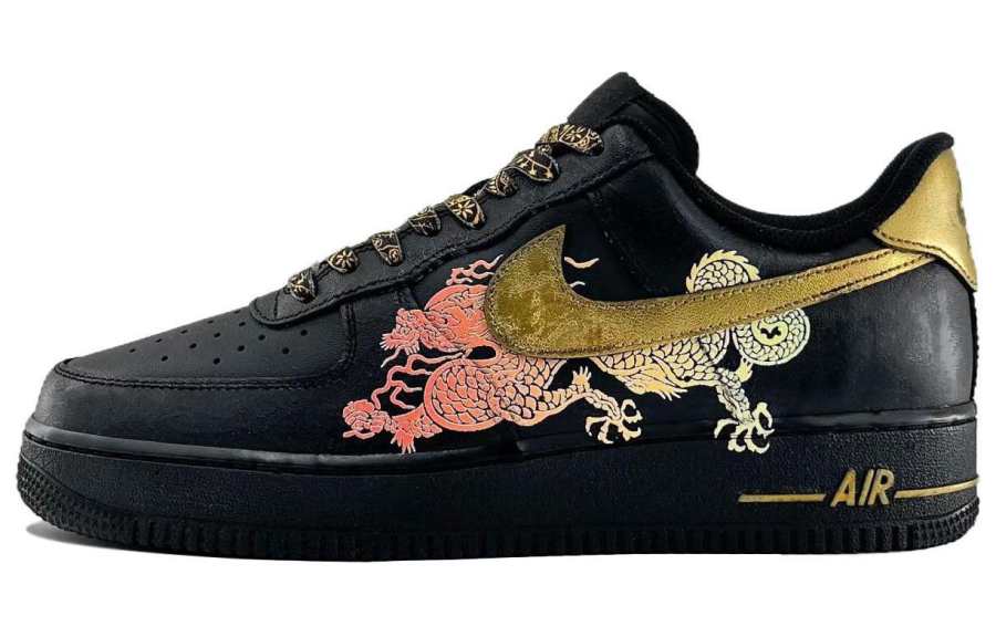 Nike Nike Air Force 1 Low top Skateboard Shoes GS Women's Black Gold
