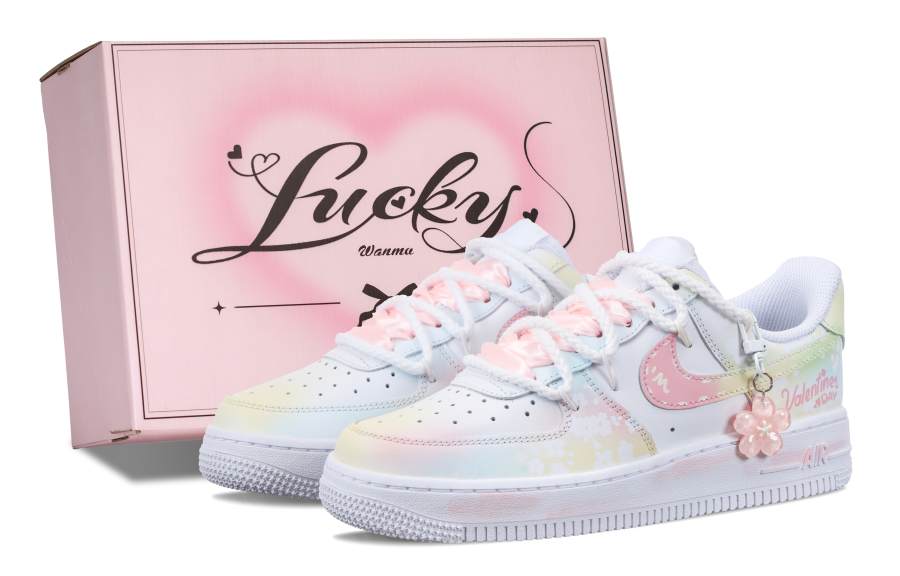 Nike Nike Air Force 1 Slip Resistant Abrasion Resistant Low top Skateboard Shoes Women's White Pink