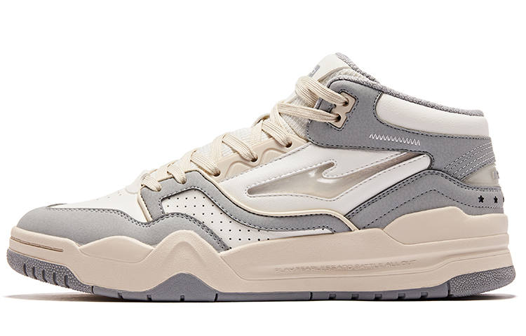 Erke Xingzhou Slip Resistant Abrasion Resistant Mid top Skateboard Shoes Men's Microcrystal White Recycling Gray
