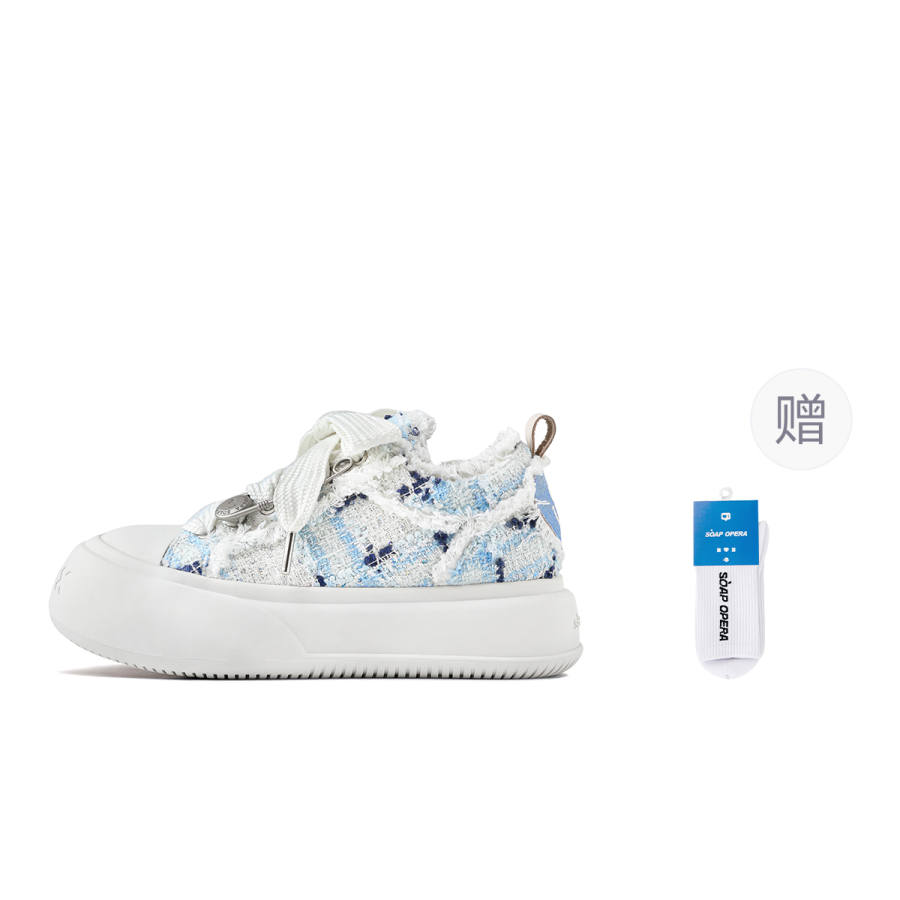 SOAP OPERA Velvet Milk Blue, Fashion Trend Round Tip, Platform Versatile