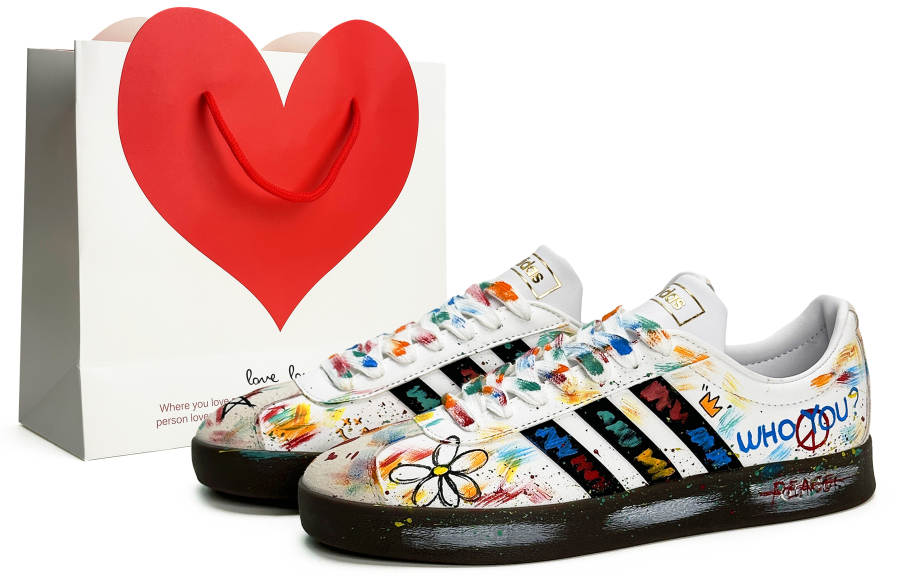 Adidas Adidas VL COURT 2.0 Small Daisy GD Style, Graffiti, Hand Drawn, Ink Splatter Leather Wear resistant And Lightweight