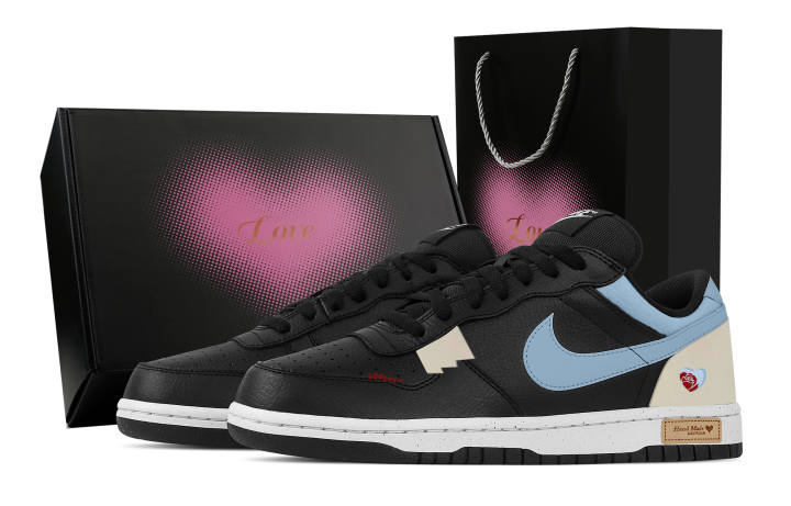 Nike Nike Big First Love Engraved Heart Box Abrasion Resistant Breathable Low top Skateboard Shoes Men's Black Blue