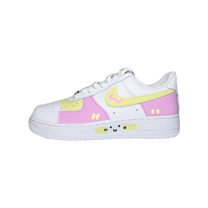 Nike Nike Air Force 1 07 Cute Leather Low top Skateboard Shoes Men's Pink White Yellow