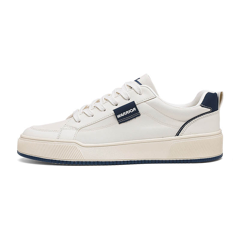 Warrior Abrasion Resistant, Lightweight, And Breathable Low top Skateboard Shoes Men's Beige Dark Blue