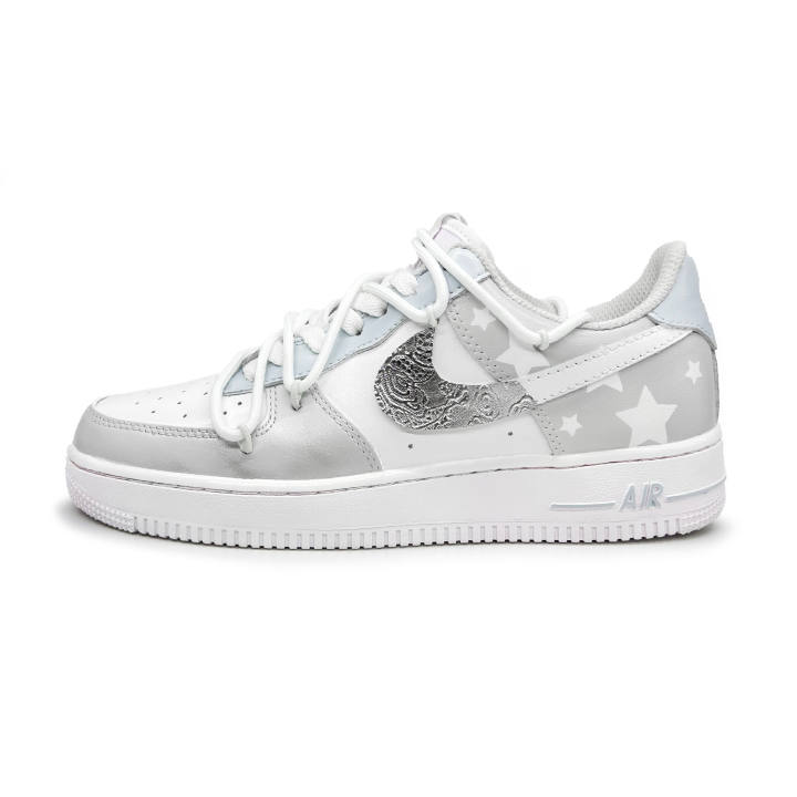 Nike Nike Air Force 1 Abrasion Resistant Low top Skateboard Shoes Unisex Silver Gray