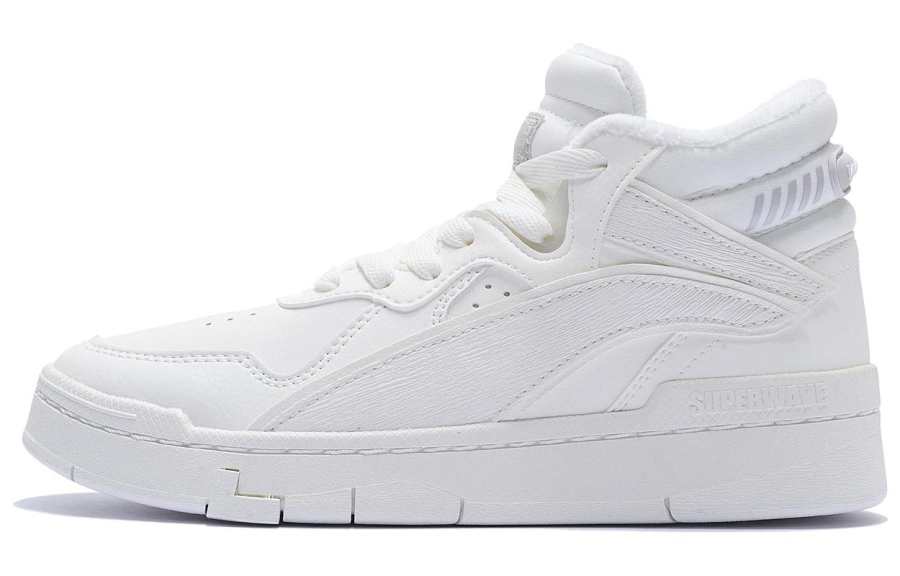 Li-Ning Li Ning Wave Mid Abrasion Resistant Slip Resistant Thermal Mid top Skateboard Shoes Women's White