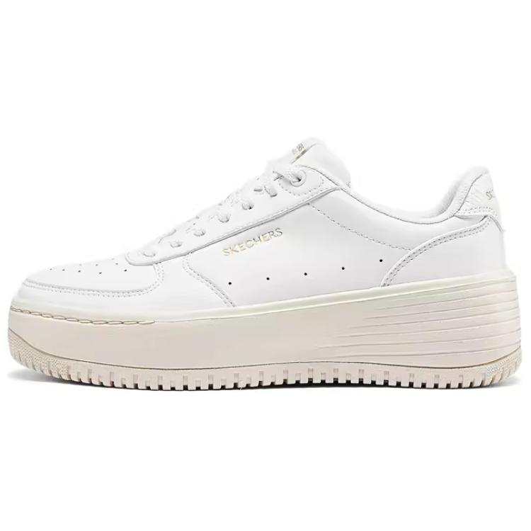 Skechers Court Classics Cushioning Breathable Support Height Increasing Low top Skateboard Shoes Women's White Beige